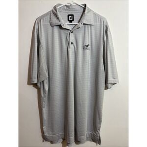 Footjoy Men's L Polo Shirt Sleeve Gray Check Bayou Club Golf Outdoor